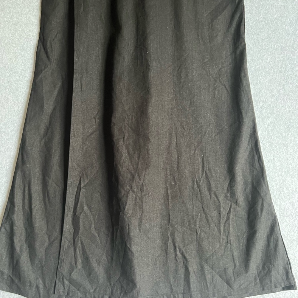 Kimschalk Lagenlook Pants Womens 10 Linen Maxi Wide Leg Skirt  Black - Picture 3 of 10